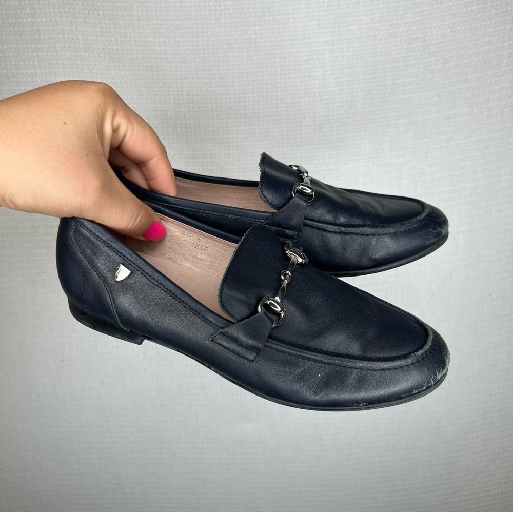 Venettini | Navy Blue‎ Hand Made Leather Loafers with Silver Detail